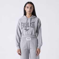 ICONIC BLUZA Z KAPTUREM KROTKA SIWY MELANZ BAWELNA, POLIESTER. Szare bluzy damskie EVERLAST, l, bez wzorów, z bawełny, klasyczne, bez ramiączek, z kapturem. Za 234.85 zł.
