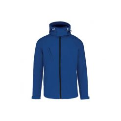 Kurtka z kapturem Kariban Softshell. Niebieskie kurtki męskie KARIBAN, m, bez wzorów, z elastanu, z kapturem. Za 307.00 zł.