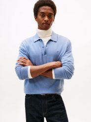 Tommy Hilfiger Sweter z zawartością kaszmiru Mężczyźni Bawełna niebieski, M. Niebieskie swetry męskie Tommy Hilfiger, na jesień, m, bez wzorów, z bawełny, klasyczne, bez kołnierzyka, bez ramiączek. Za 569.95 zł.