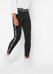 Legginsy szybkoschnące, 7/8. Czarne legginsy damskie bonprix, bez wzorów, na fitness i siłownię. Za 109.99 zł.