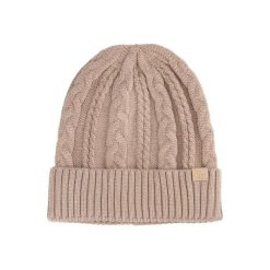Damska czapka zimowa beanie. Czarne czapki damskie 4F, na zimę, bez wzorów, z dzianiny, eleganckie. Za 83.99 zł.