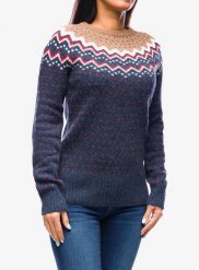 Sweter damski Fjallraven Ovik Knit Sweater. Niebieskie swetry nierozpinane damskie Fjällräven, na zimę, m, bez wzorów, z dzianiny, klasyczne, bez kołnierzyka, bez ramiączek. Za 901.70 zł.