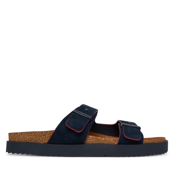 Klapki Tommy Hilfiger. Niebieskie klapki męskie Tommy Hilfiger, bez wzorów, bez zapięcia. Za 265.99 zł.