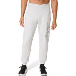Spodnie do biegania Asics Logo. Szare spodnie sportowe męskie Asics, m, bez wzorów, z dresówki, do biegania. Za 265.50 zł.