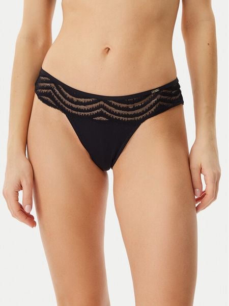 BOSS Stringi 50535129 Czarny. Czarne majtki damskie Boss, z syntetyku. Za 79.99 zł.