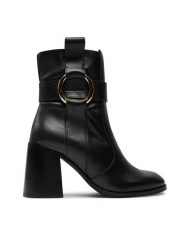 See By Chloé Botki Zelda SB43001A Czarny. Czarne botki damskie See By Chloé, bez wzorów, ze skóry, bez obcasa, na słupku, bez zapięcia. Za 2,469.00 zł.