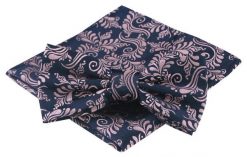 Mucha Męska z Poszetką - Alties - Granat, Różowe Kwiaty. Czerwone krawaty i muchy Alties, bez wzorów, eleganckie. Za 54.00 zł.