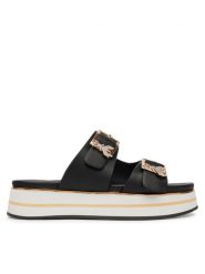 Patrizia Pepe Klapki PPJ389/31 Czarny. Czarne klapki damskie Patrizia Pepe, bez wzorów, ze skóry, bez obcasa, bez zapięcia. Za 383.99 zł.