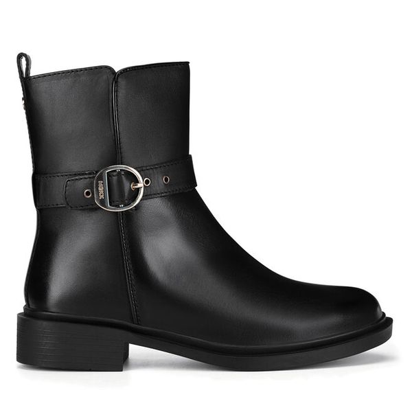 Botki MEXX. Czarne botki damskie Mexx, bez wzorów, bez obcasa, na płaskiej podeszwie, bez zapięcia. Za 259.99 zł.