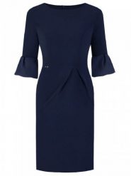 Sukienka Model Jasmine Navy - Jersa. Niebieskie sukienki damskie Jersa, na co dzień, plus size, bez wzorów, bez kołnierzyka, plus size, bez ramiączek, ołówkowe. Za 390.03 zł.