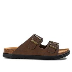 Klapki męskie Wrangler BELVILLE SLIDER MEN LOW. Brązowe klapki męskie Wrangler, bez wzorów, z materiału, bez zapięcia. Za 139.00 zł.