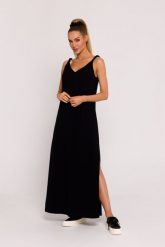 Czarna Sukienka Maxi bez Rękawów z Dekoltem na Plecach. Czarne sukienki damskie MOE, l, bez wzorów, z bawełny, bez kołnierzyka, bez ramiączek, maxi. Za 331.90 zł.