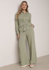 Zielony Wiskozowy Komplet Asymetryczna Koszula i Spodnie z Kieszeniami Moneia. Zielone koszule damskie Born2be, l, bez wzorów, z wiskozy, eleganckie, z asymetrycznym kołnierzem, bez ramiączek. Za 159.99 zł.