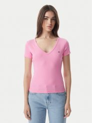 Tommy Jeans T-Shirt Essential DW0DW17385 Różowy jasny Slim Fit. Czerwone t-shirty damskie Tommy Jeans, s, bez wzorów, z bawełny, bez kołnierzyka, bez ramiączek. Za 149.99 zł.