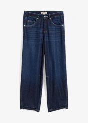 Jeansy o kroju balonowym, średni stan, super soft, cropped. Szare jeansy damskie bonprix, bez wzorów, z denimu, krótkie. Za 159.99 zł.