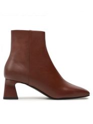 Pollini Botki SA21045C1LTD0217 Brązowy. Brązowe botki damskie Pollini, bez wzorów, ze skóry, bez obcasa, na słupku, bez zapięcia. Za 1,609.00 zł.