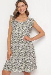 Szara Rozkloszowana Sukienka Bawełniana bez Rękawów w Wzór Paisley Tullio. Szare sukienki damskie Born2be, na co dzień, l, bez wzorów, z bawełny, eleganckie, bez kołnierzyka, bez ramiączek, midi, rozkloszowane. Za 34.99 zł.