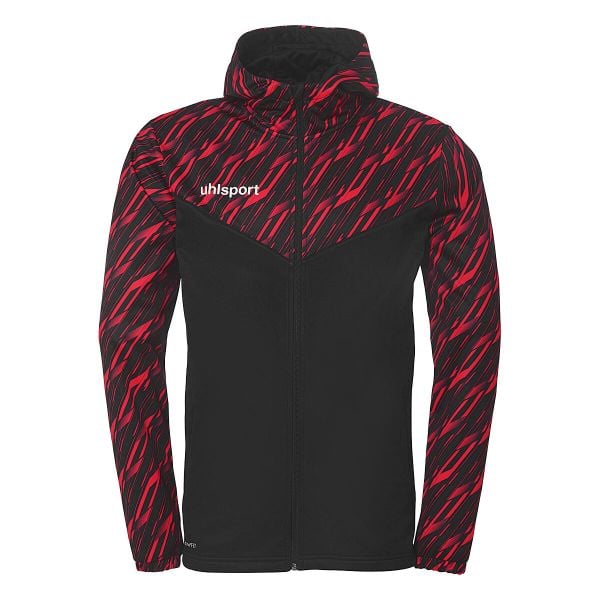 Kurtka z kapturem Uhlsport Progressive 28. Czarne kurtki męskie Uhlsport, l, bez wzorów, z materiału, z kapturem. Za 232.50 zł.
