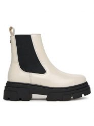 Tommy Hilfiger Sztyblety Shiny FW0FW09042 Beżowy. Brązowe botki damskie Tommy Hilfiger, bez wzorów, ze skóry, bez obcasa, na płaskiej podeszwie, bez zapięcia. Za 599.99 zł.