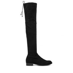 Muszkieterki Stuart Weitzman. Czarne kozaki damskie Stuart Weitzman, bez wzorów, bez obcasa, na płaskiej podeszwie, bez zapięcia. Za 4,379.00 zł.