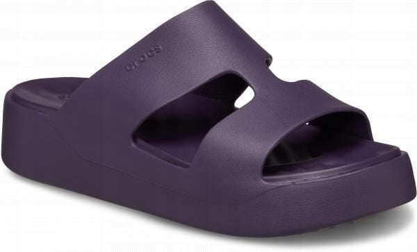 Klapki Dla Dorosłych Crocs Getaway Platform H-strap. Fioletowe klapki damskie Crocs, bez wzorów, z materiału, bez zapięcia. Za 139.99 zł.