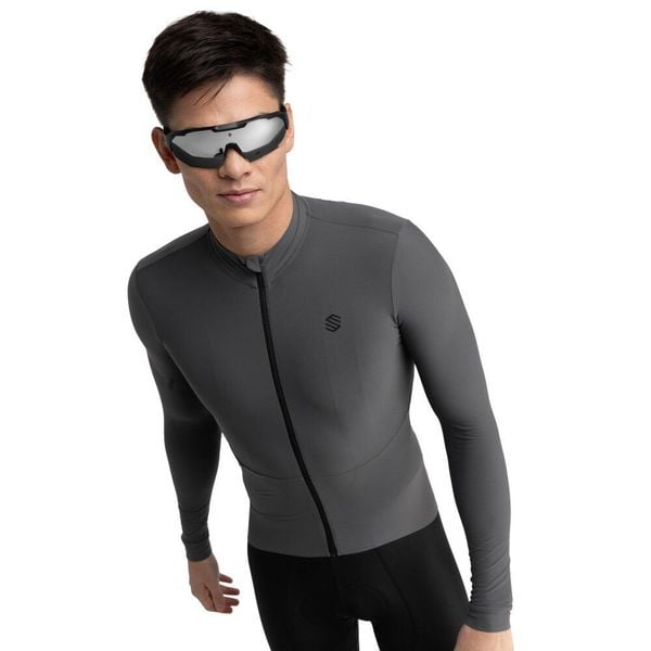 Męska termoaktywna koszulka rowerowa z długim rękawem Kolarstwo Siroko M7 Sam. Szare bluzy męskie SIROKO, na jesień, m, bez wzorów, z materiału, sportowe, bez ramiączek, bez kaptura. Za 380.00 zł.