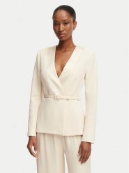 Rinascimento Marynarka CFC0128107003 Beżowy jasny Slim Fit. Brązowe marynarki i żakiety damskie Rinascimento, bez wzorów, z syntetyku, bez kołnierzyka, bez ramiączek. Za 759.99 zł.