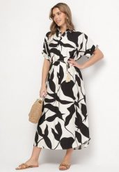 Czarna Sukienka Rozkloszowana z Bawełną w Abstrakcyjny Print Telanisa. Czarne sukienki damskie Born2be, na co dzień, xl, bez wzorów, z bawełny, eleganckie, bez kołnierzyka, bez ramiączek, maxi, rozkloszowane. Za 69.99 zł.