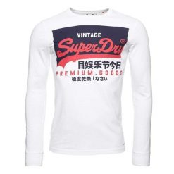 Koszulka sportowa męska Superdry Vl O. Białe koszulki sportowe męskie Superdry, m, bez wzorów, z bawełny, bez ramiączek, trekkingowe. W wyprzedaży za 96.00 zł.