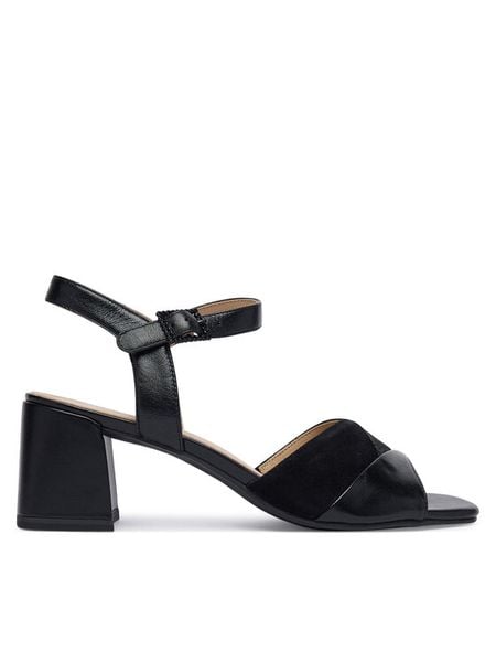 Caprice Sandały 9-28301-46 Czarny. Czarne sandały damskie Caprice, bez wzorów, ze skóry, bez obcasa, na słupku, bez zapięcia. Za 228.99 zł.