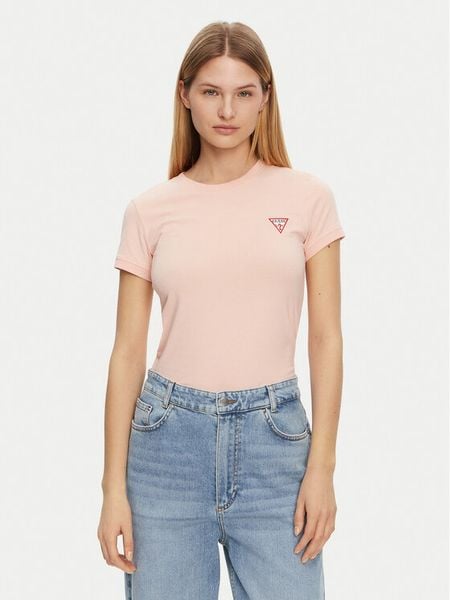 Guess T-Shirt W2YI44 J1314 Pomarańczowy Slim Fit. Brązowe t-shirty damskie Guess, xxl, z aplikacjami, z bawełny, bez kołnierzyka, bez ramiączek. Za 99.99 zł.