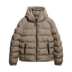 Kurtka puchowa Superdry Sports. Brązowe kurtki sportowe męskie Superdry, s, bez wzorów, z materiału, z kapturem. Za 539.05 zł.