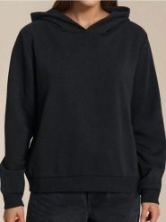 Bluza z kapturem i kieszenią - czarny. Czarne bluzy damskie Sinsay, l, bez wzorów, bez ramiączek, z kapturem. Za 29.99 zł.