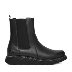 Botki Remonte. Czarne botki damskie Remonte, bez wzorów, bez obcasa, na płaskiej podeszwie, bez zapięcia. Za 419.99 zł.