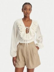 Eleh Bluzka SS260116 Biały Regular Fit. Białe bluzki damskie Eleh, bez wzorów, z syntetyku, bez kołnierzyka, bez ramiączek. Za 629.99 zł.