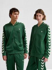 Bluza dresowa zapinana na zamek błyskawiczny Hummel Archive Regular Poly. Zielone bluzy damskie Hummel, s, bez wzorów, z bawełny, klasyczne, bez ramiączek, bez kaptura. Za 206.59 zł.