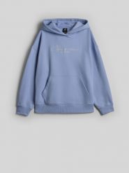 4F Bluza dresowa loose z kapturem damska - niebieska XS. Niebieskie bluzy damskie 4F, xs, bez wzorów, z bawełny, klasyczne, bez ramiączek, z kapturem. Za 189.99 zł.