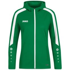 Damska bluza dresowa z kapturem Jako Power. Zielone bluzy damskie Jako, bez wzorów, z dresówki, sportowe, bez ramiączek, z kapturem. Za 276.45 zł.