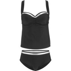 Tankini na fiszbinach (2 części) bonprix czarno-srebrny. Czarne stroje kąpielowe damskie bonprix, bez wzorów. Za 79.99 zł.