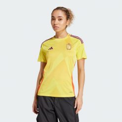 Koszulka Belgium 25 (Women's Team) Away. Żółte bluzki damskie Adidas, m, bez wzorów, z materiału, sportowe, bez kołnierzyka, bez ramiączek. Za 449.00 zł.