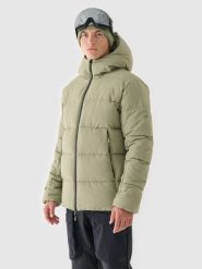 4F Kurtka narciarska membrana 5000 męska - khaki XL. Brązowe kurtki sportowe męskie 4F, na zimę, m, bez wzorów, z dzianiny, z kapturem, narciarskie. W wyprzedaży za 249.99 zł.
