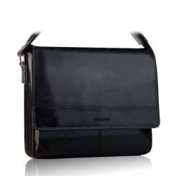 Torba męska BETLEWSKI vintage TBS-316 CZARNY. Czarne torby na laptopa damskie Betlewski, bez wzorów, ze skóry. Za 539.99 zł.