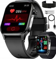 SMARTWATCH LAZIRD EKG0025 Męski Zegarek EKG FUNKCJA POMIARU CUKRU CIŚNIENIOMIERZ ROZMOWY. Zegarki męskie Lazird, bez wzorów. Za 214.99 zł.