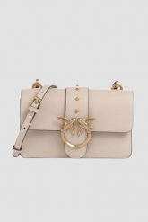 PINKO Beżowa kopertówka Love One Mini St. Cl Vitello Seta. Brązowe torebki wizytowe damskie Pinko, bez wzorów, ze skóry, bez dodatków. W wyprzedaży za 788.99 zł.