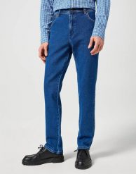 WRANGLER TEXAS SLIM MĘSKIE SPODNIE JEANSOWE JEANSY DŻINSY MIDNIGHT SHADOW 112358223 W12S017436. Białe jeansy męskie Wrangler, na zimę, z bawełny, casualowe. Za 219.99 zł.