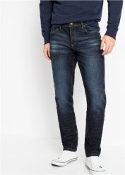Dżinsy slim fit ze stretchem, tapered. Niebieskie jeansy męskie bonprix, z jeansu. Za 159.99 zł.