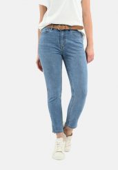Niebieskie jeansy D-BLU. Niebieskie jeansy damskie Volcano, bez wzorów, z bawełny, krótkie. Za 179.99 zł.