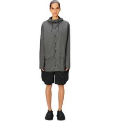 Kurtka przejściowa uniseks Rains W3. Szare kurtki męskie Rains, na lato, s, bez wzorów, z materiału, eleganckie, bez kaptura. Za 398.25 zł.