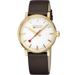 Zegarek męski Mondaine MSE.40112.LGV, Quartz, 40mm, 3ATM. Żółte zegarki męskie mondaine, bez wzorów, z materiału, ze stali. Za 1,403.60 zł.