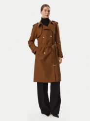 Morgan Trencz 242-GTRENCH1 Brązowy Regular Fit. Brązowe płaszcze damskie Morgan, bez wzorów, z syntetyku, bez kołnierzyka, bez kaptura. Za 699.99 zł.